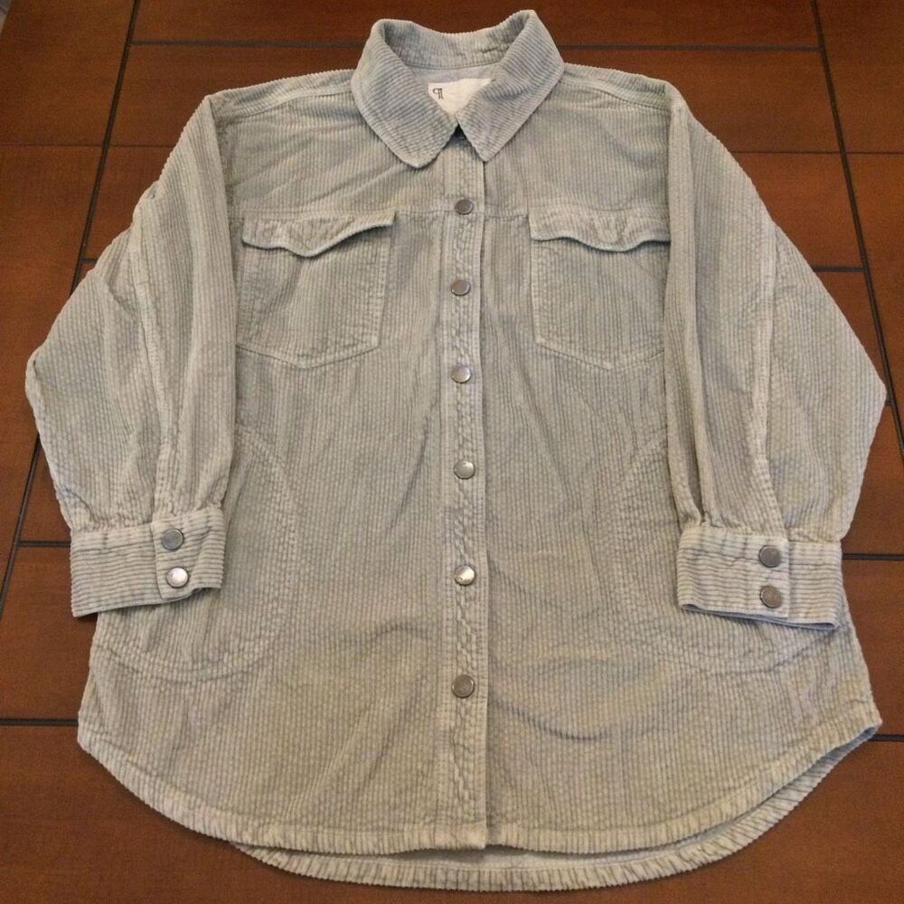 Anthropologie Pilcro corduroy shirt jacket large gray